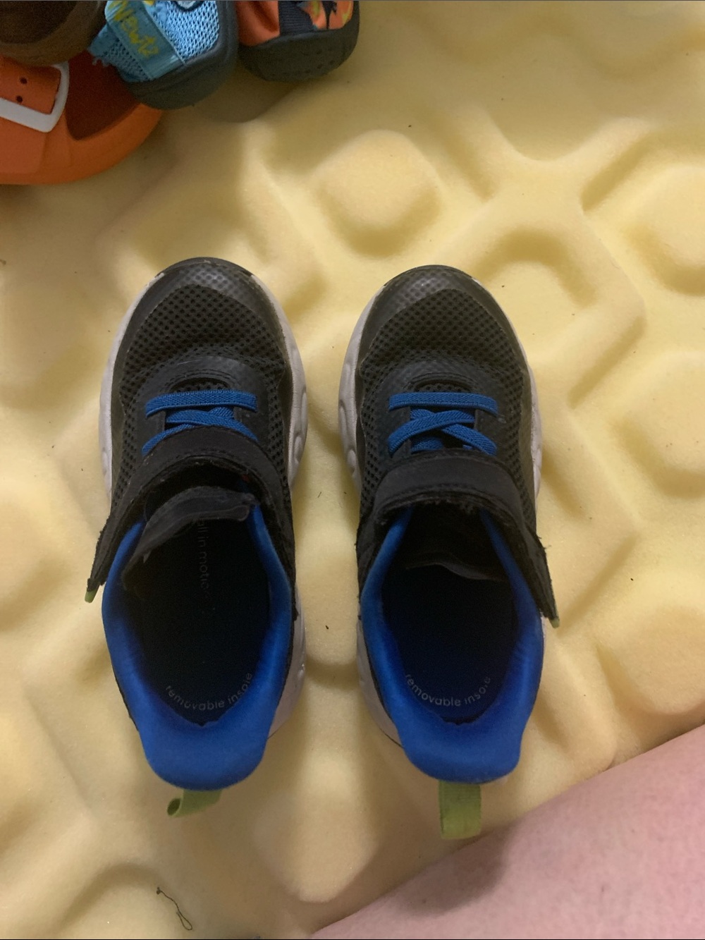 all in motion Black and Blue Kids Athletic Sneakers with Hook-and-Loop Strap